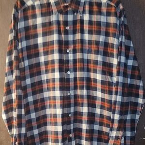 Vintage Ralph Lauren Navy, White & Orange Plaid Button-Down Shirt Medium